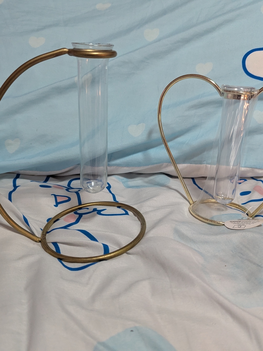 Decorative Gold Glass Bud Vase with Curved Stand - Gold